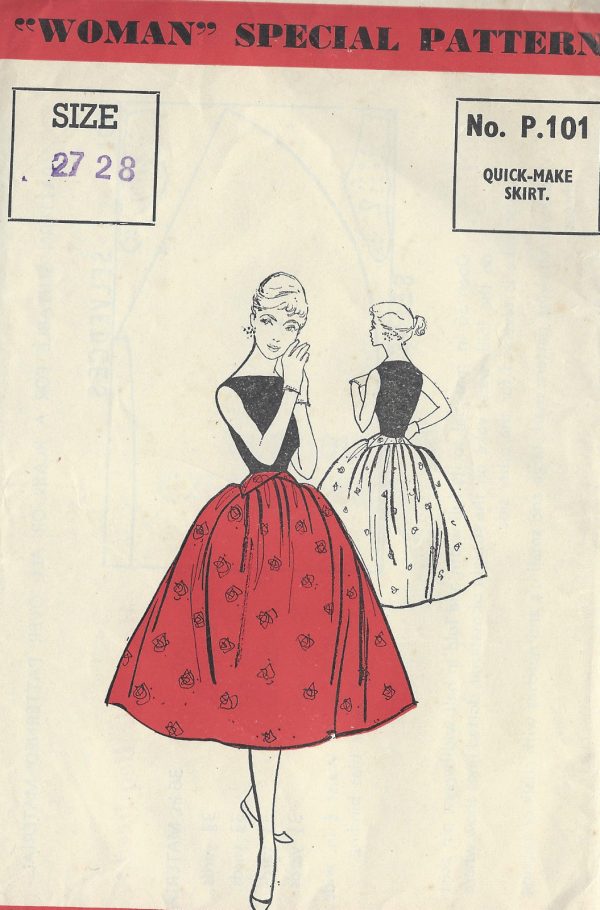 1950s-Vintage-Sewing-Pattern-SKIRT-W27-28-R935-261199583414