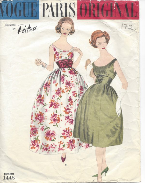 1950s-Vintage-VOGUE-Sewing-Pattern-DRESS-B34-172-By-Patou-251146739204