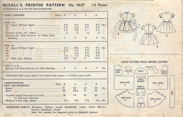 1953-Childrens-Vintage-Sewing-Pattern-S3-C22-DAY-or-PARTY-DRESS-C12-251568314234-2