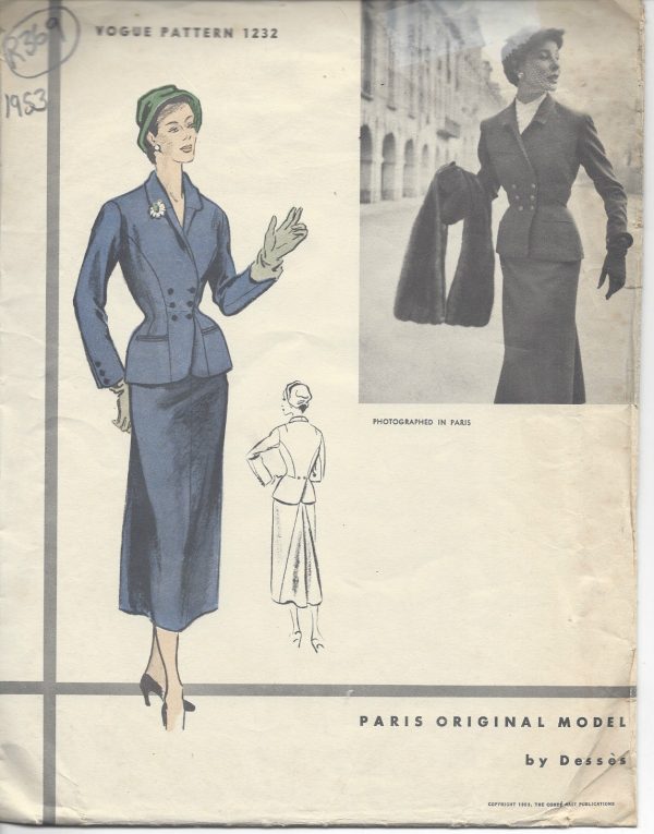 1953-Vintage-VOGUE-Sewing-Pattern-B32-SUIT-SKIRT-JACKET-R369-By-Desses-251143054274