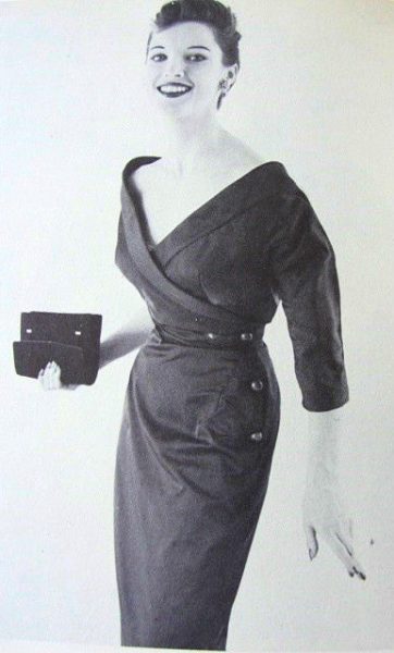 1954-Vintage-VOGUE-Sewing-Pattern-DRESS-B34-1649-By-Schiaparelli-262444513994-3