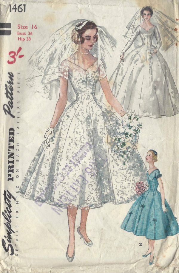 1955-Vintage-Sewing-Pattern-B36-BRIDE-BRIDESMAID-DRESS-VEIL-HEADPIECE-R961-251996381504