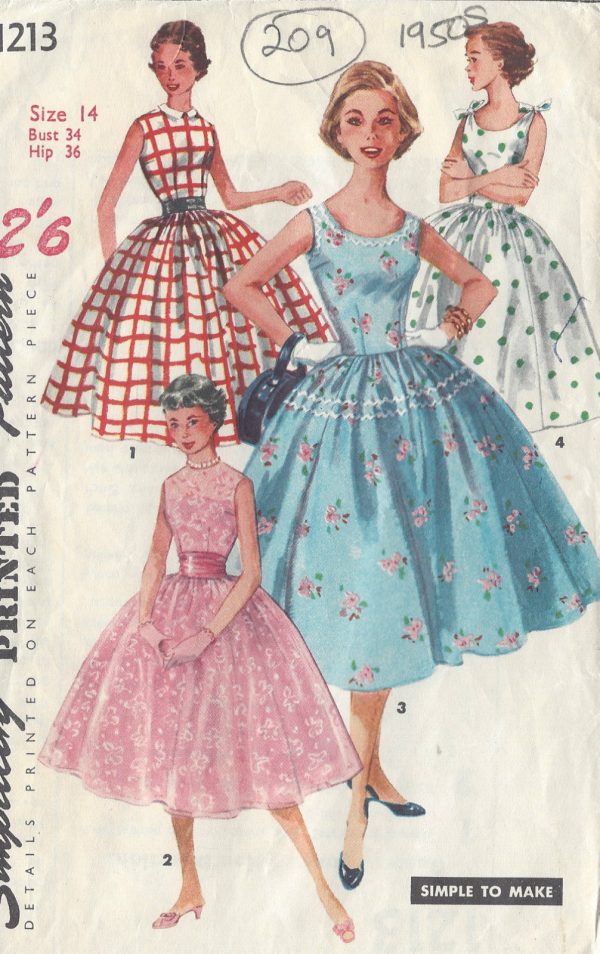 1955-Vintage-Sewing-Pattern-DRESS-B34-209-251146172924