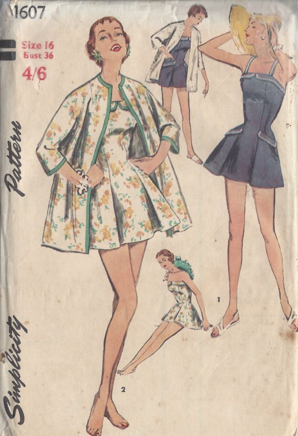 1956-Vintage-Sewing-Pattern-B36-COAT-BATHING-SUIT-1046R-252562589594