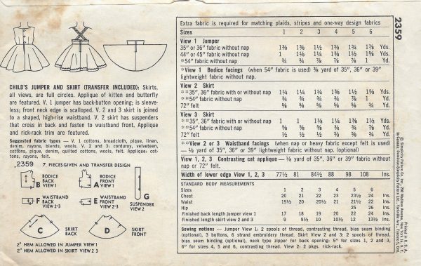 1957-Childrens-Vintage-Sewing-Pattern-S3-C22-DRESS-SKIRT-TRANSFER-C13-261611522574-2