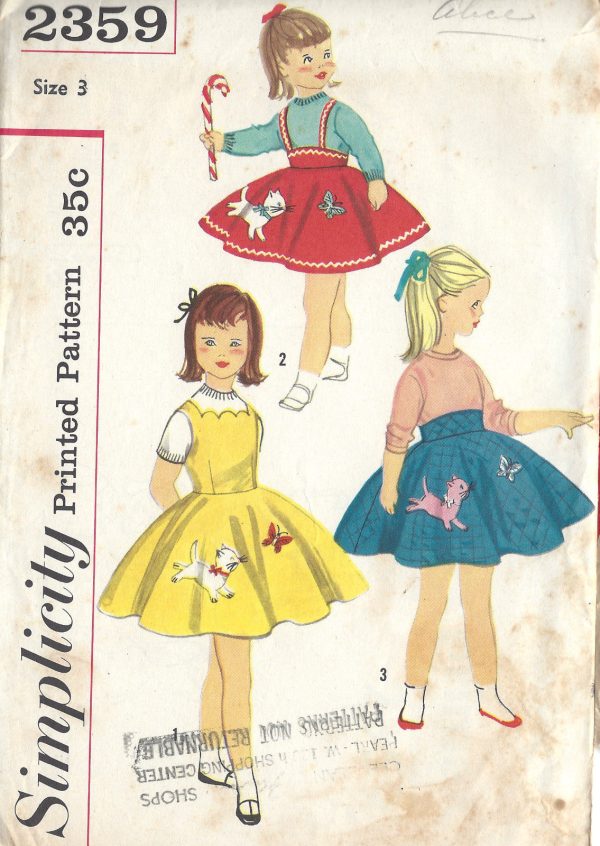 1957-Childrens-Vintage-Sewing-Pattern-S3-C22-DRESS-SKIRT-TRANSFER-C13-261611522574