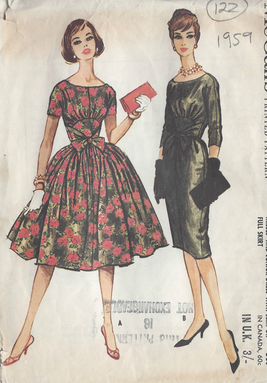 1947 Vintage Sewing Pattern DRESS B36" 87 