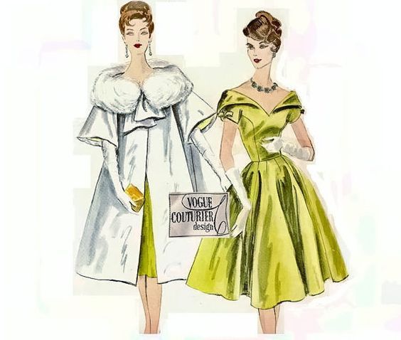 1959-Vintage-VOGUE-Sewing-Pattern-B36-ONE-PIECE-DRESS-COAT-1767R-262786113594-4