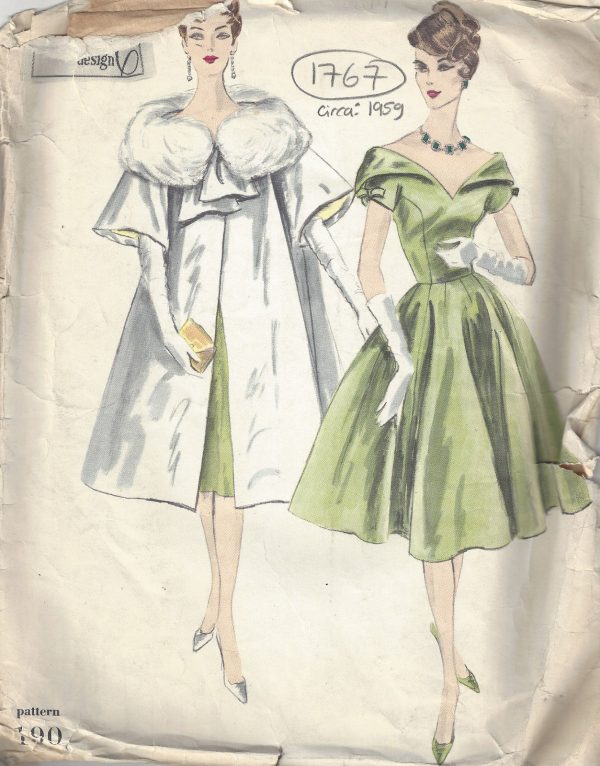 1959-Vintage-VOGUE-Sewing-Pattern-B36-ONE-PIECE-DRESS-COAT-1767R-262786113594