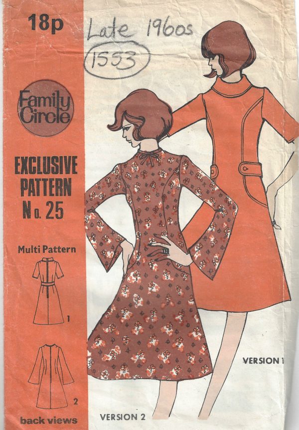 1960s-Vintage-Sewing-Pattern-B325-34-36-38-4-sizes-DRESS-1553-262460182774