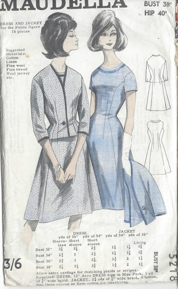 1960s-Vintage-Sewing-Pattern-B38-DRESS-JACKET-R664-251177289334
