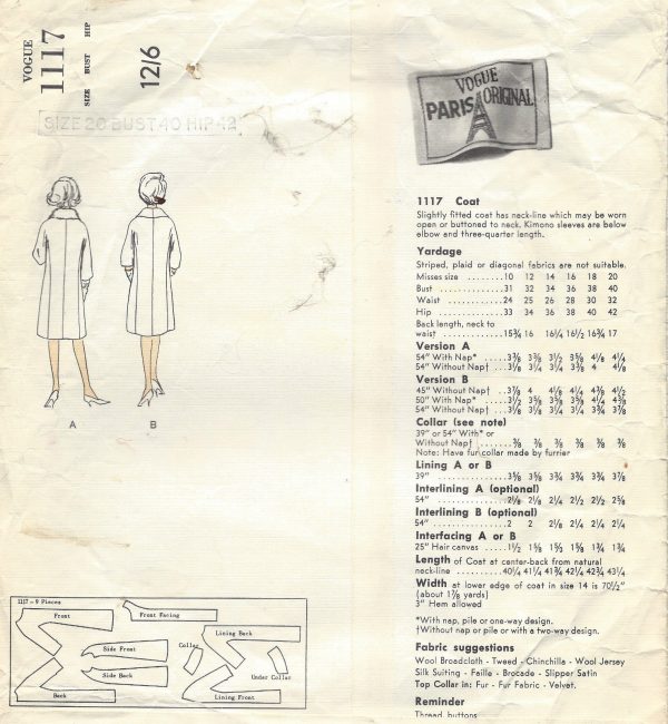 1961-Vintage-VOGUE-Sewing-Pattern-B40-COAT-1342-By-JEAN-DESSES-251703234774-2