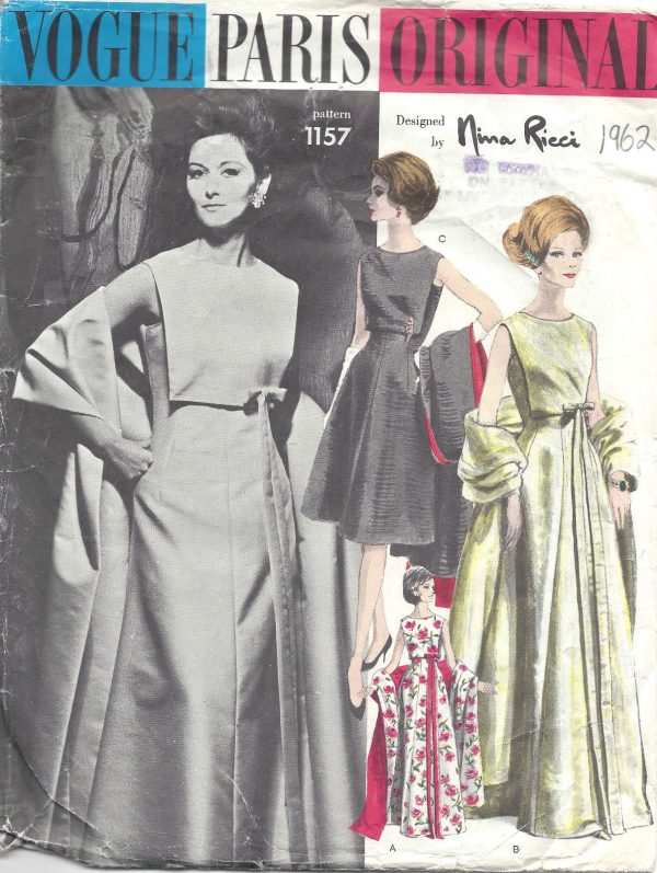 1962-Vintage-VOGUE-Sewing-Pattern-B32-DRESS-STOLE-1341-By-NINA-RICCI-261649032224