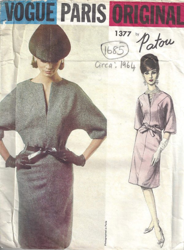 1964-Vintage-VOGUE-Sewing-Pattern-DRESS-B36-1685-By-Patou-252458817914-4