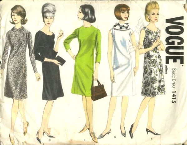 1964-Vintage-VOGUE-Sewing-Pattern-DRESS-B36-1722-262565931064