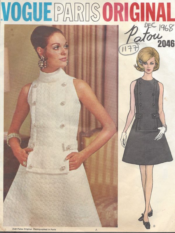 1968-Vintage-VOGUE-Sewing-Pattern-DRESS-B32-12-1177-By-Patou-261421778224