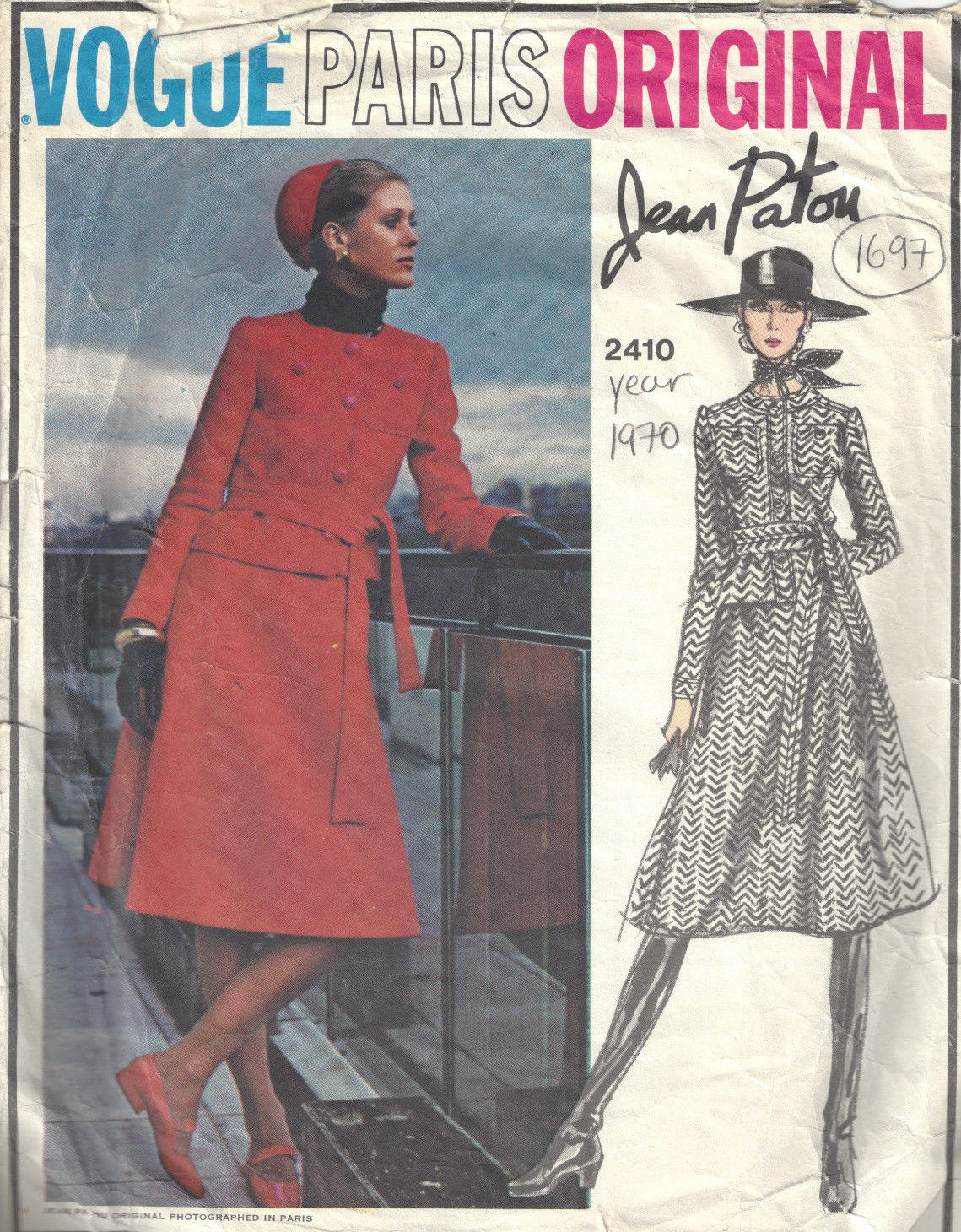 1263 1959 vintage Vogue coser patrón vestido & chaqueta b34 de 'Patou'