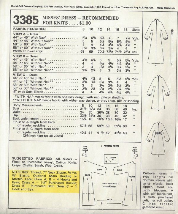 1972-Vintage-Sewing-Pattern-B38-DRESS-1644-252383662984-2