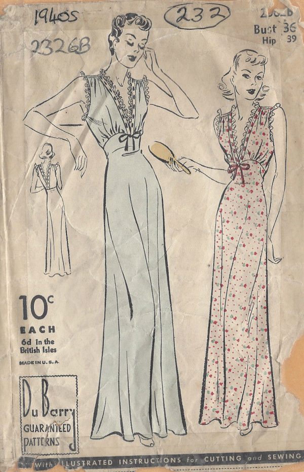 1940s-Vintage-Sewing-Pattern-B36-NIGHTDRESS-NEGLIGEE-232-251144951945