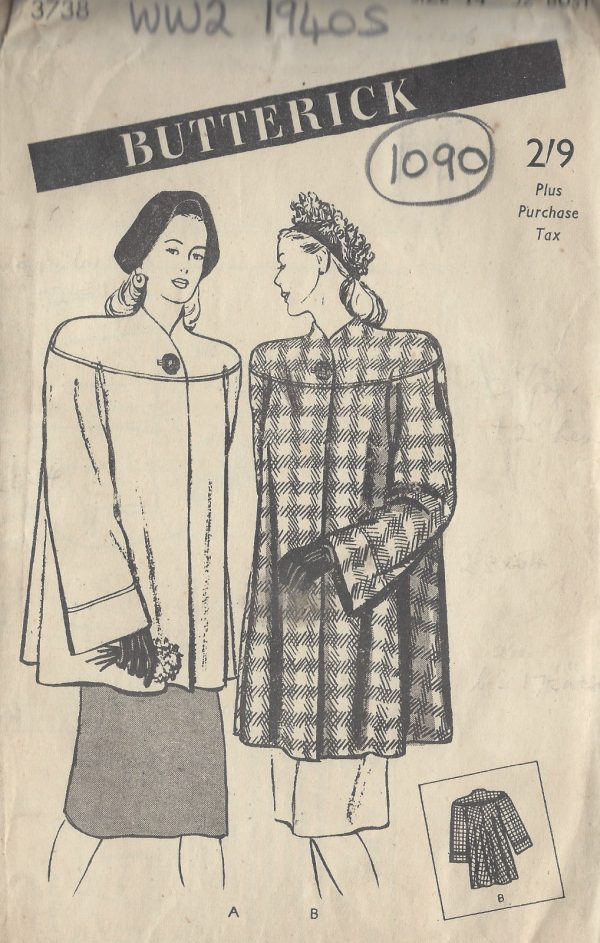 1940s-WW2-Vintage-Sewing-Pattern-B32-COAT-1090-251331342615