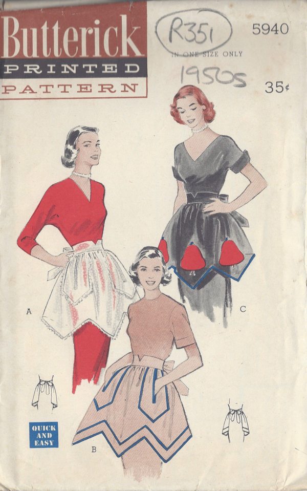 1950s-Vintage-Sewing-Pattern-APRON-ONE-SIZE-R351-251157993605