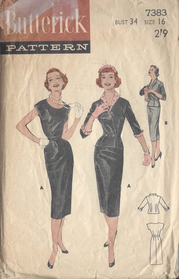 1950s-Vintage-Sewing-Pattern-B34-DRESS-JACKET-R830-261162383935