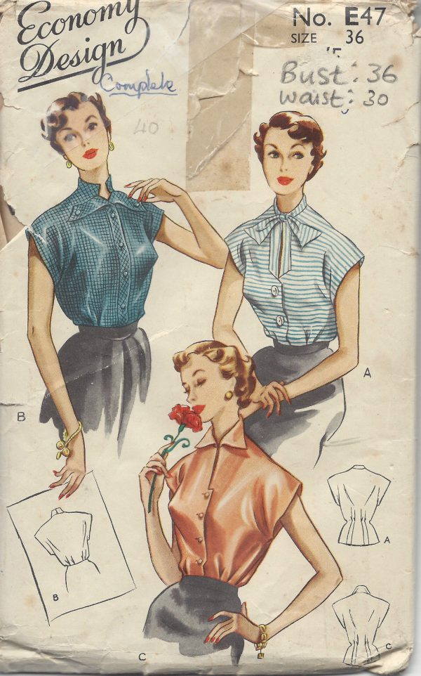 1950s-Vintage-Sewing-Pattern-BLOUSE-B36-1246-251536477965