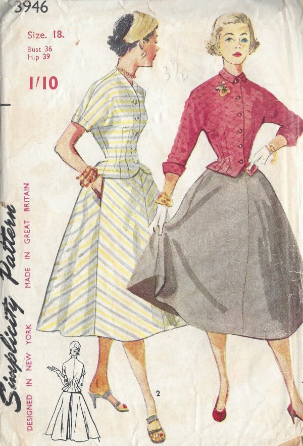1952-Vintage-Sewing-Pattern-B36-TWO-PIECE-SUIT-DRESS-SKIRT-TOP-R976-251273296535