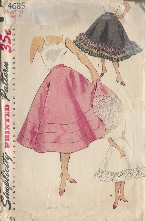 1954-Vintage-Sewing-Pattern-W32-FLARED-PETTICOAT-R934-261199586235