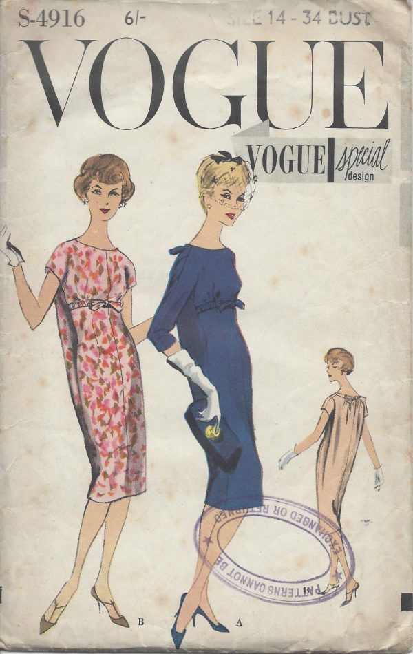 1958-Vintage-VOGUE-Sewing-Pattern-B34-DRESS-R970-251273025455