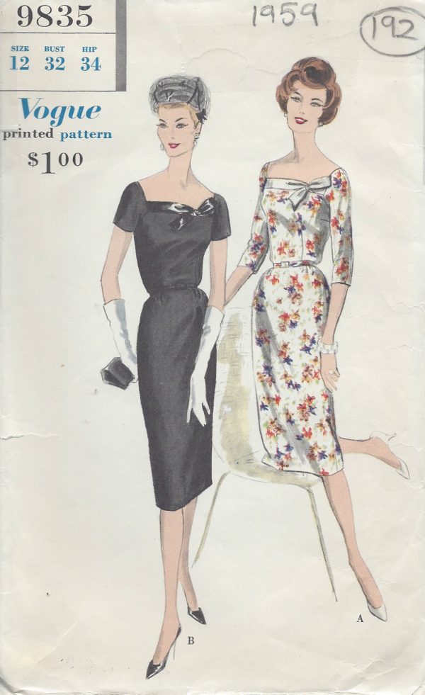 1959-Vintage-VOGUE-Sewing-Pattern-B32-DRESS-192-251152777465