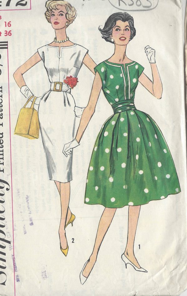 1960 Vintage Sewing Pattern B36in DRESS (R383) The Vintage Pattern Shop