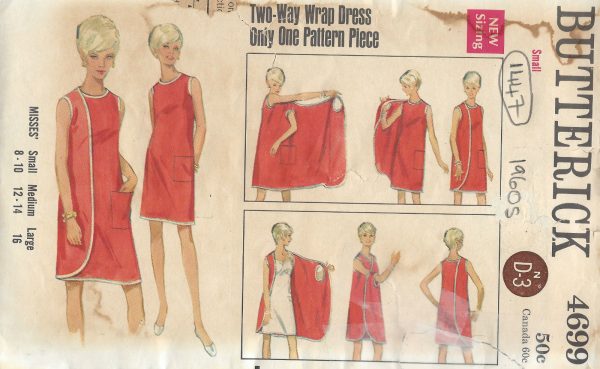 1960s-Vintage-Sewing-Pattern-B315-325-WRAP-DRESS-SMALL-1447-252016354225