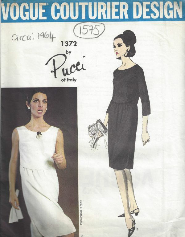 1964-Vintage-VOGUE-Sewing-Pattern-B34-DRESS-1575-By-PUCCI-of-ITALY-252302670415