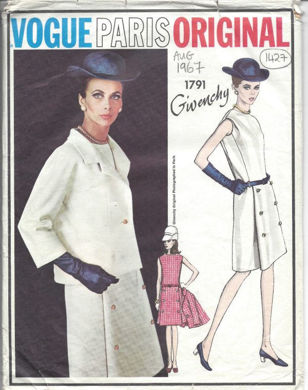 1967-Vintage-VOGUE-Sewing-Pattern-B38-DRESS-JACKET-1427-By-Givenchy-252003893935