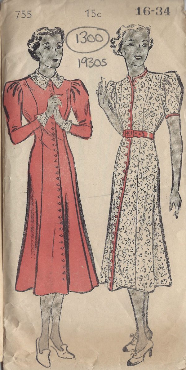 1930s-Vintage-Sewing-Pattern-B34-DRESS-1300-251584561486