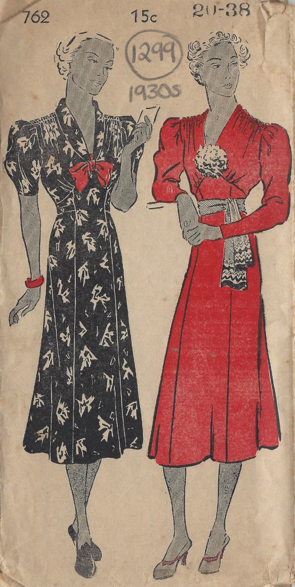 1939-Vintage-Sewing-Pattern-B38-DRESS-1299-251976482456