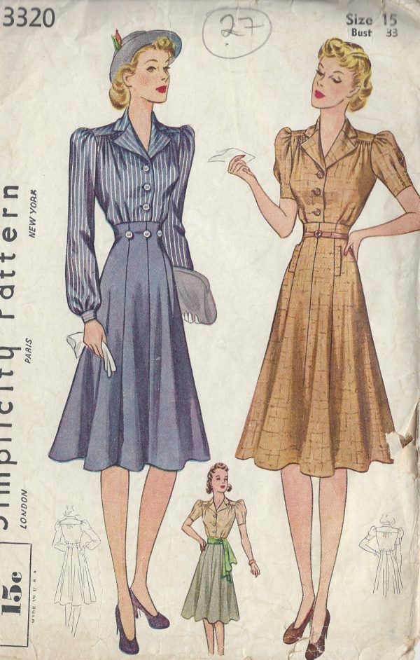 1940-Vintage-Sewing-Pattern-B33-DRESS-SKIRT-BLOUSE-27-251149358946