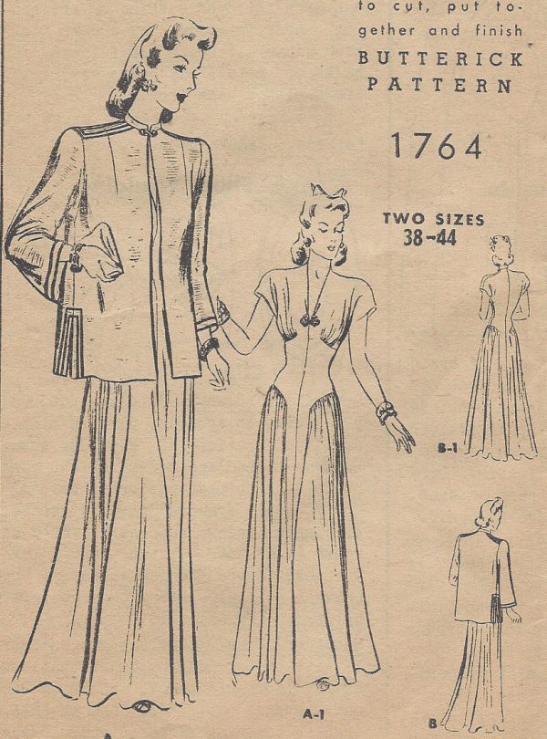 1940s-Vintage-Sewing-Pattern-B38-DRESS-JACKET-170-251182354006-2