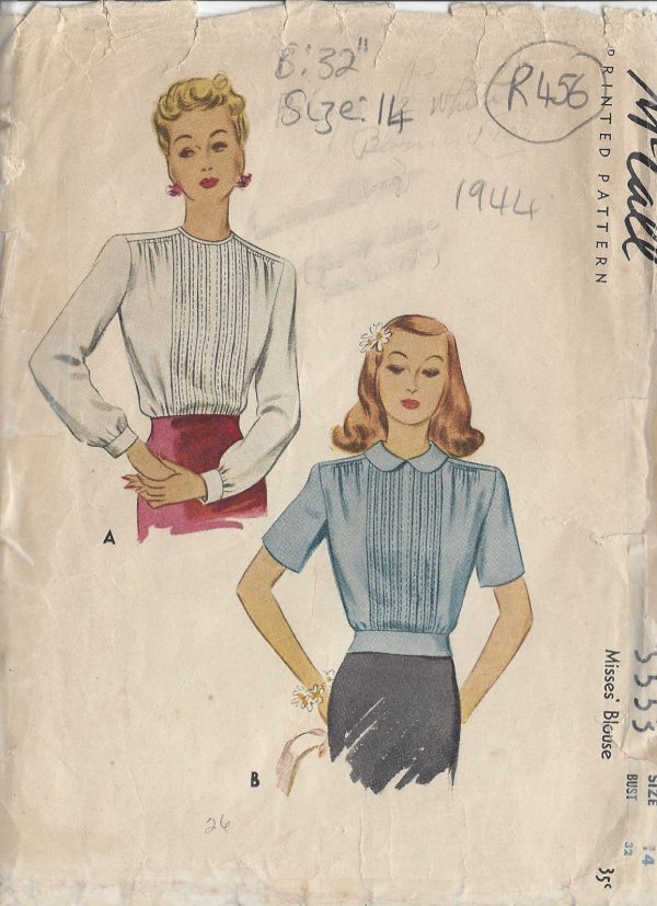 1941-Vintage-Sewing-Pattern-BLOUSE-B32-R456-251142568836