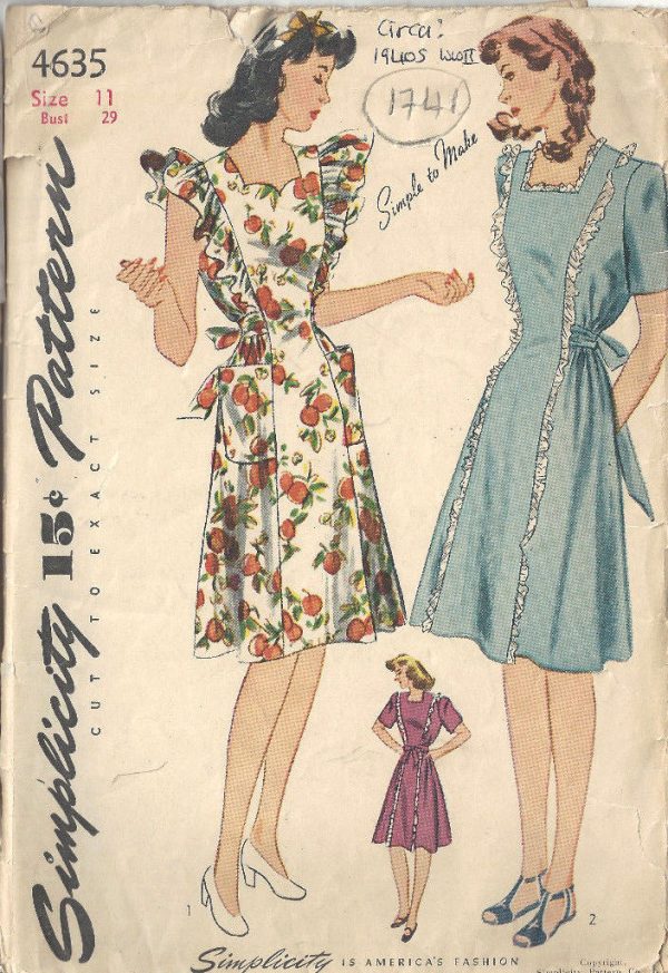 1941 Ww11 Vintage Sewing Pattern B29 Maternity Dress Pinafore 1941 Ww11 Vintage Sewing Pattern B29 Maternity Dress