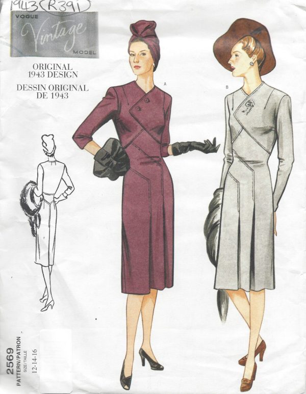 1943-Vintage-VOGUE-Sewing-Pattern-B34-36-38-DRESS-R391-251157412626