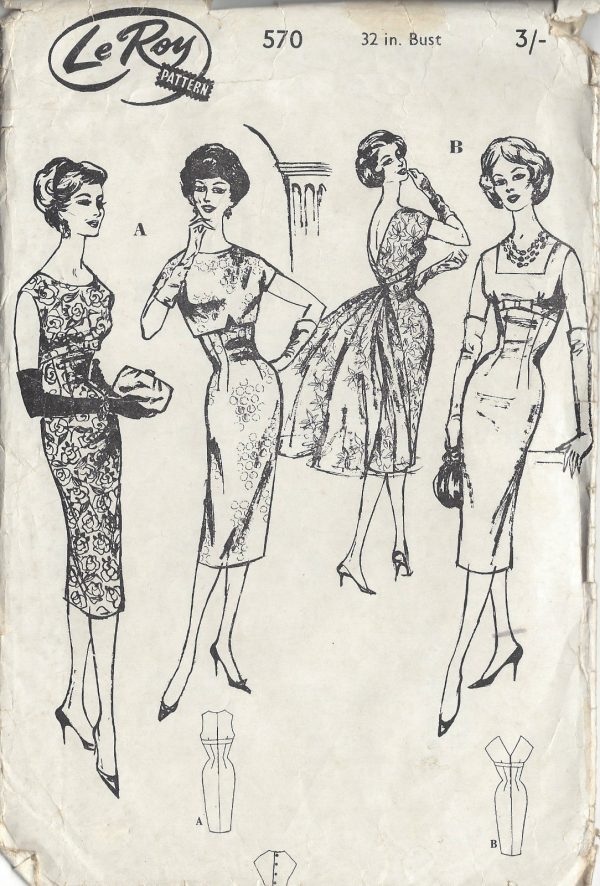 1950s-Vintage-Sewing-Pattern-B32-DRESS-BOLERO-1012-251284605736