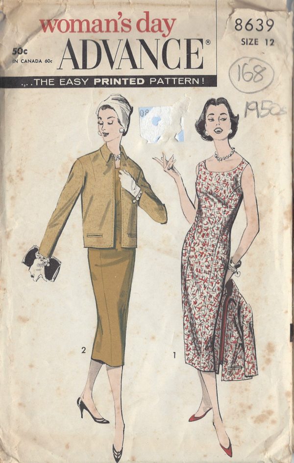 1950s-Vintage-Sewing-Pattern-B32-DRESS-JACKET-168-251173263656