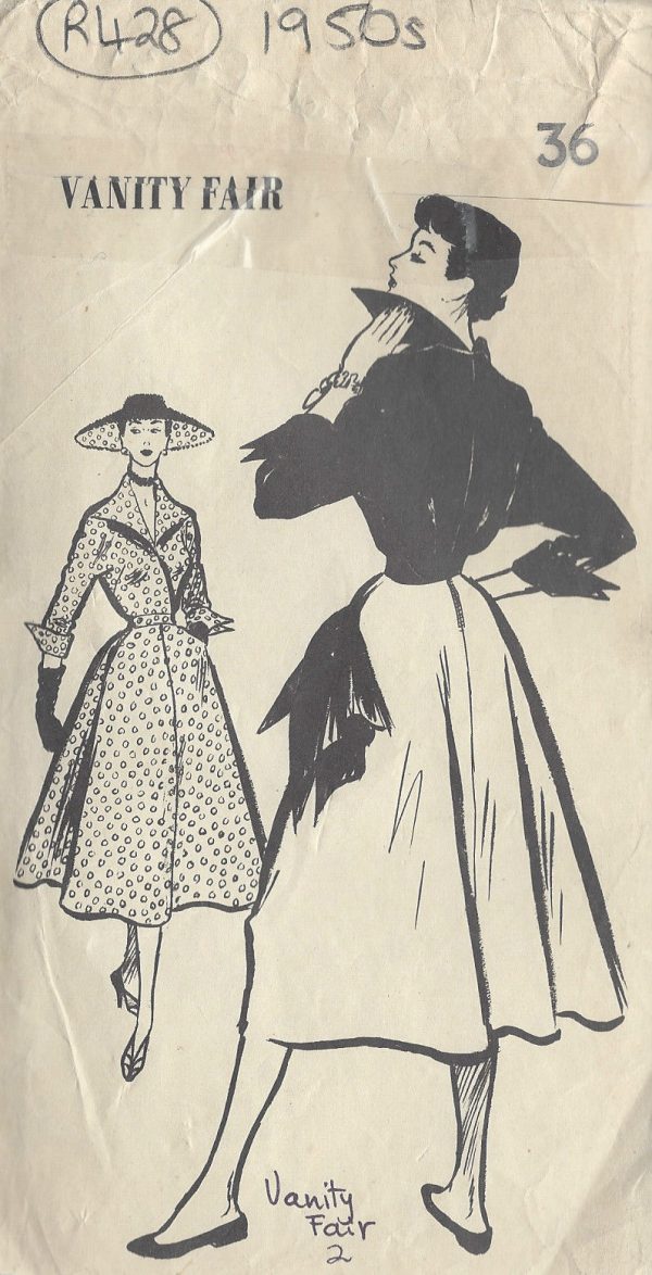 1950s-Vintage-Sewing-Pattern-B36-TWO-PIECE-DRESS-R428-By-Vanity-Fair-251154335416
