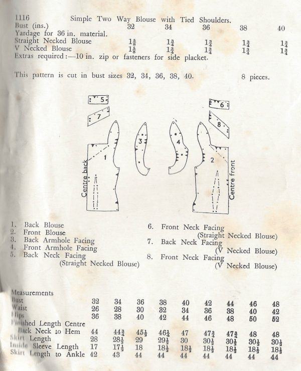 1950s-Vintage-Sewing-Pattern-B38-BLOUSE-1322-251632197636-2
