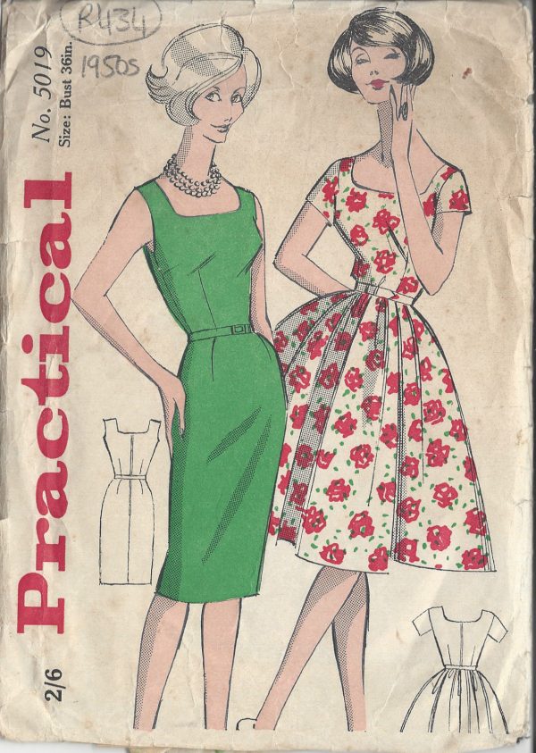 1950s-Vintage-Sewing-Pattern-DRESS-B36-R434-251142588496