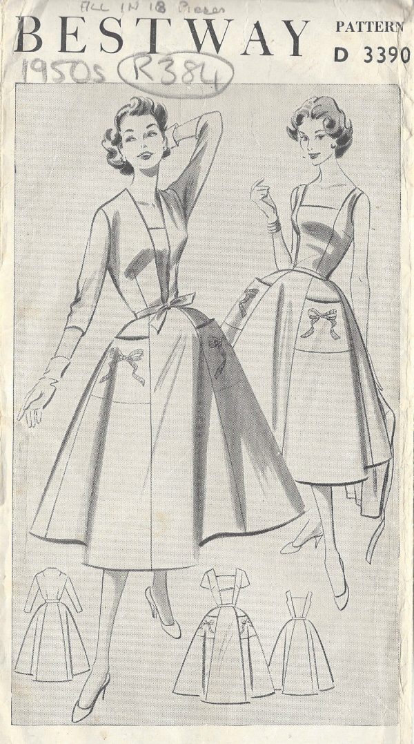 1950s-Vintage-Sewing-Pattern-DRESS-JACKET-B38-R384-251142975476