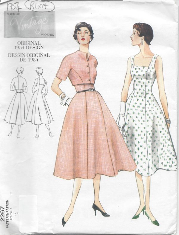 1954-Vintage-VOGUE-Sewing-Pattern-B34-DRESS-BOLERO-R407-251157397366