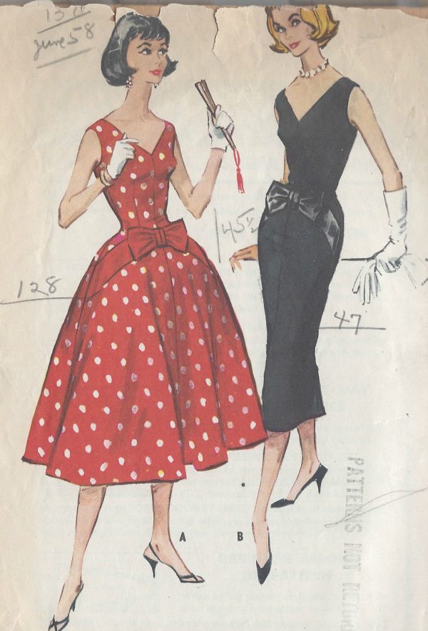 1958-Vintage-Sewing-Pattern-B33-DRESS-R881-261169862246